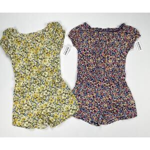 NWT 2PK Old Navy Girls Printed Jersey-Knit Short Sleeve Romper Size S (6-7)